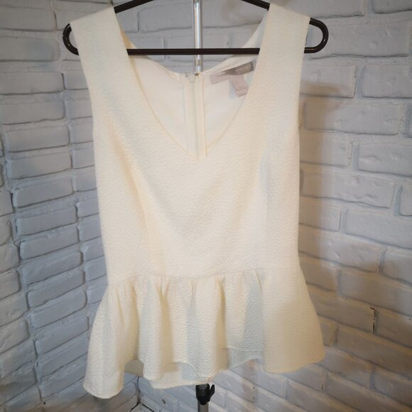 2/$30.00 Mix & Match - Forever 21 Ladies Ivory Lightweight Peplum Sleeveless Top - Picture 1 of 7